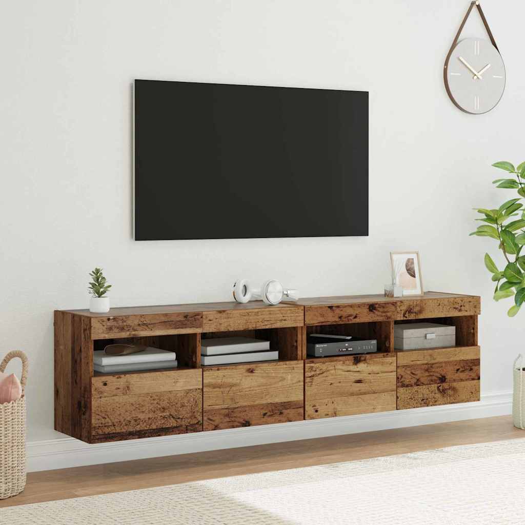 TV-Wandregale 2 stk. Altholz Holzwerkstoff