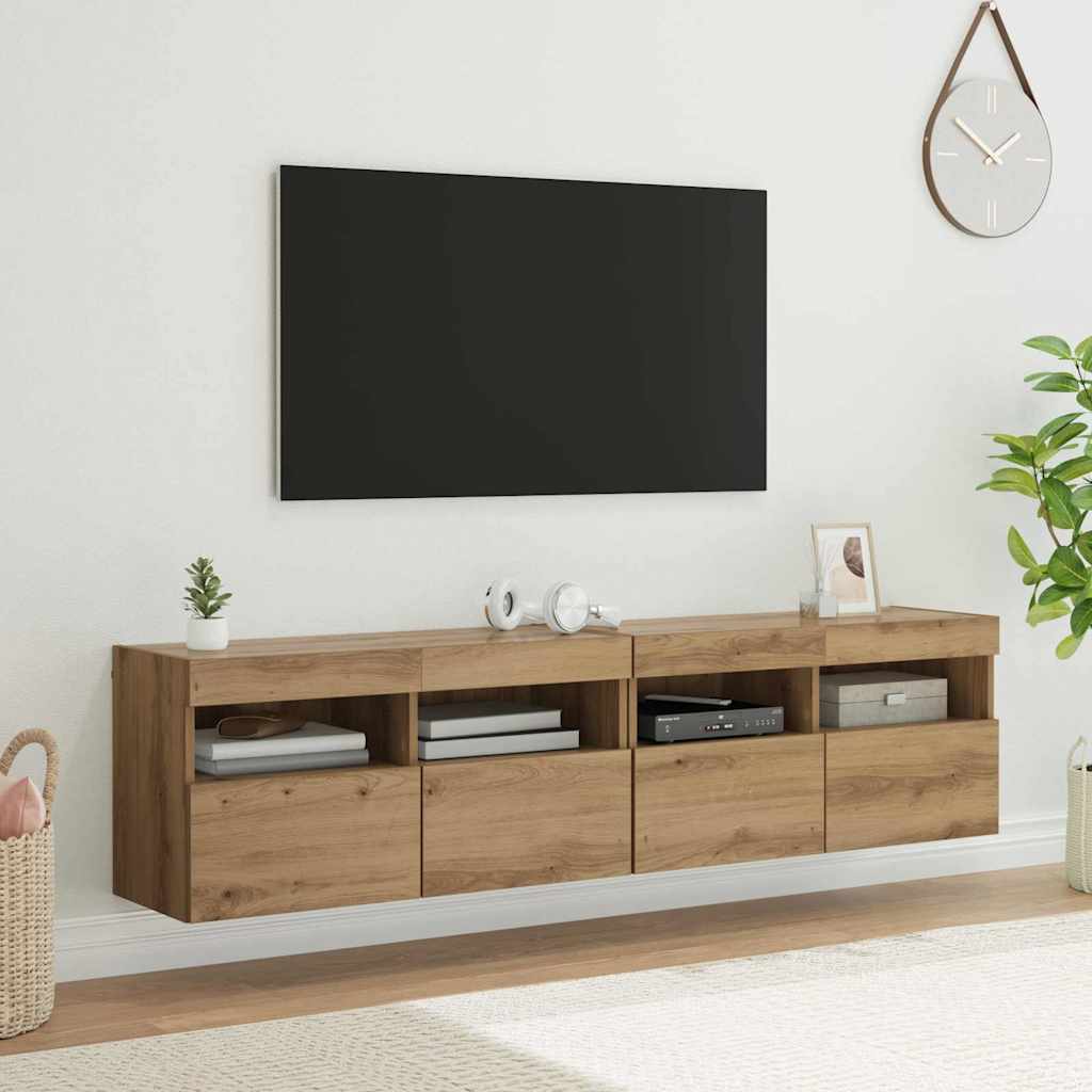 TV-Wandregale 2 stk. Artisan-Eiche Holzwerkstoff
