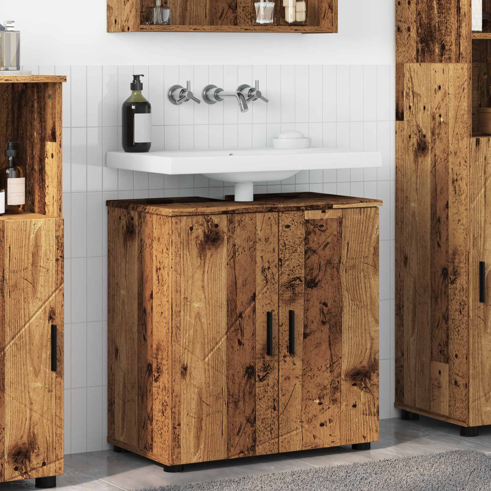 Badezimmerschrank Altholz 61 x 35 x 64 cm Holzwerkstoff, Metall