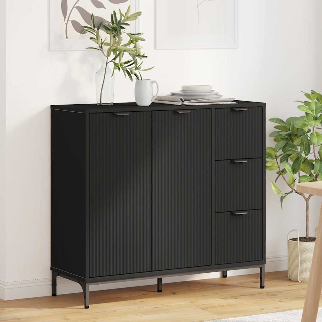 Sideboard Schwarz 89,5 x 33 x 82 cm Holzwerkstoff