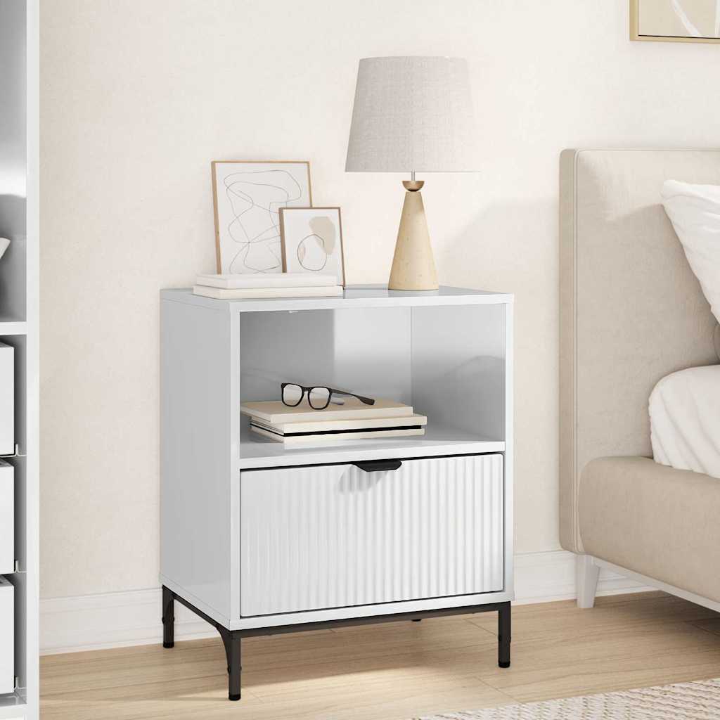 Nachttisch Hochglanz Weiß 49 x 36 x 61 cm Holzwerkstoff