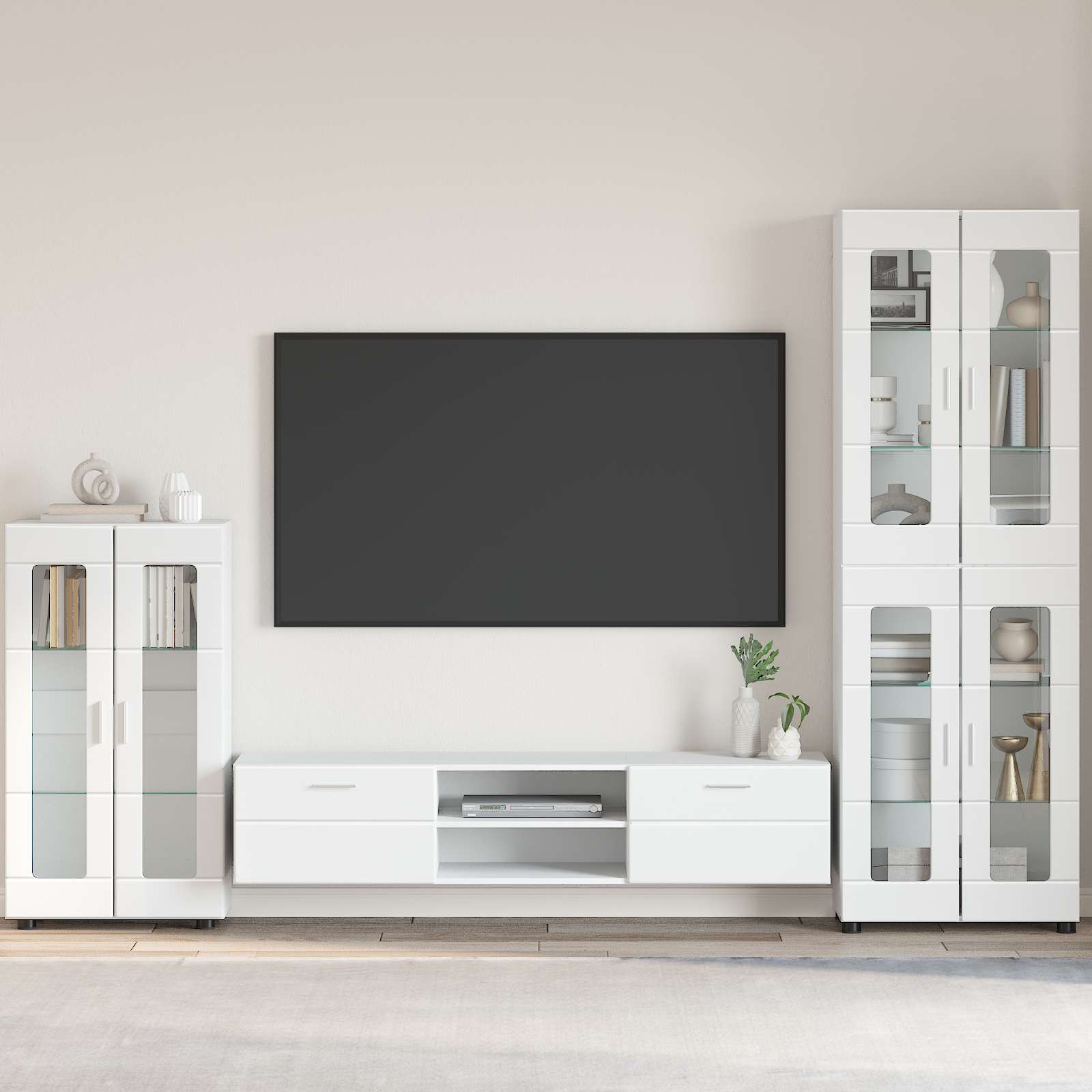 Sideboard FLORIN 55,5 x 29 x 100 cm Hochglanz Weiß