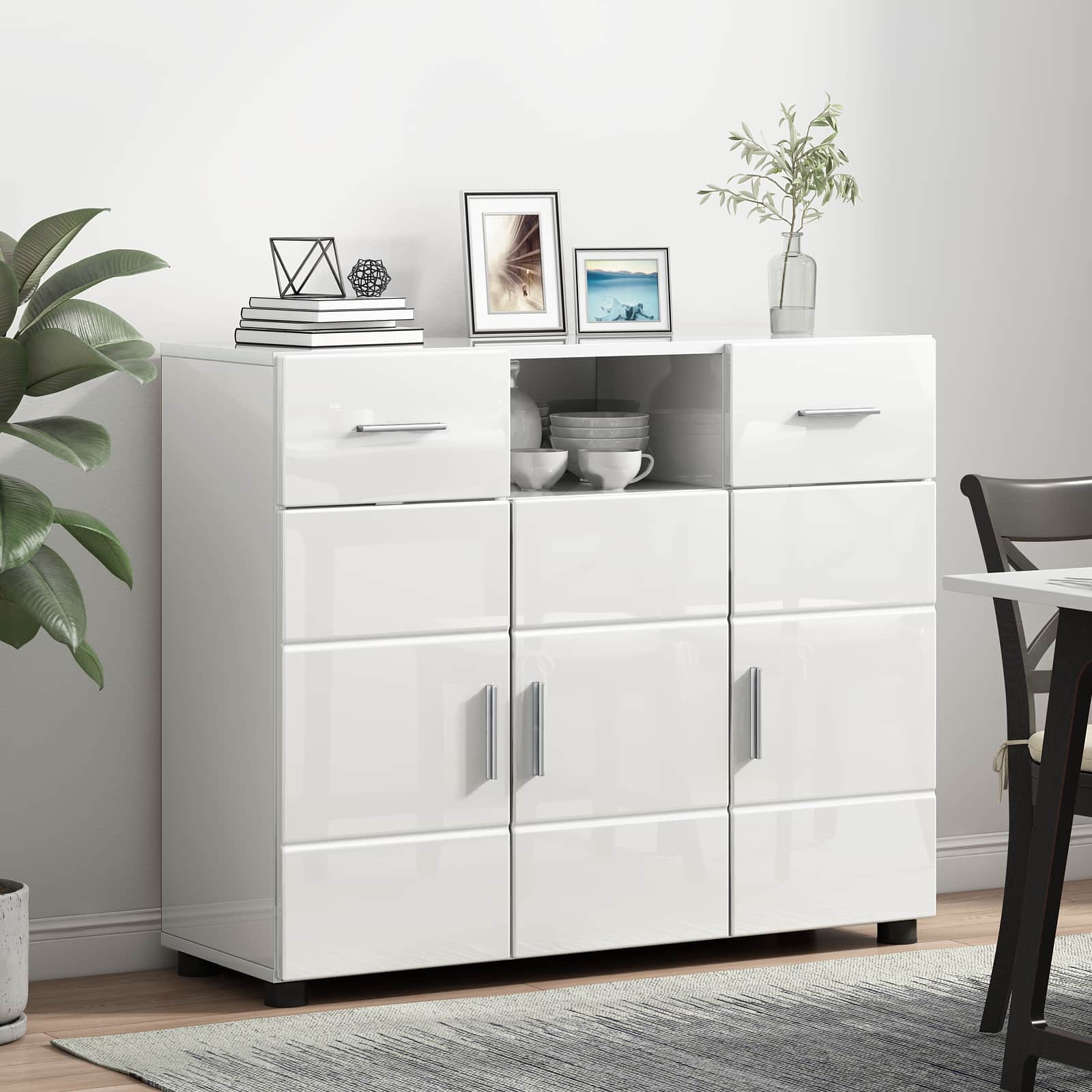 Holzschrank Hochglanz Weiß Holzwerkstoff