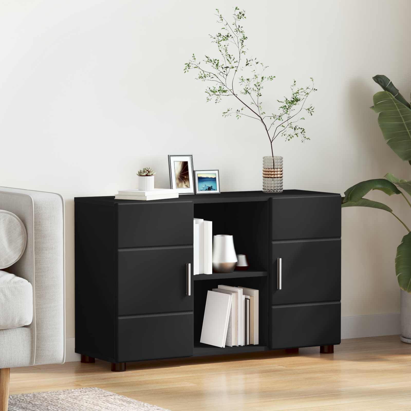 Sideboard FLORIN 88,5 x 30,5 x 55,5 cm Schwarz Holzwerkstoff