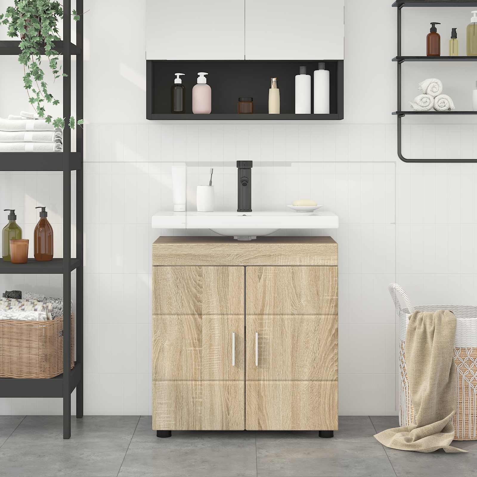 Badezimmerschrank-Set TULUM Sonoma-Eiche 60 x 34 x 63 cm