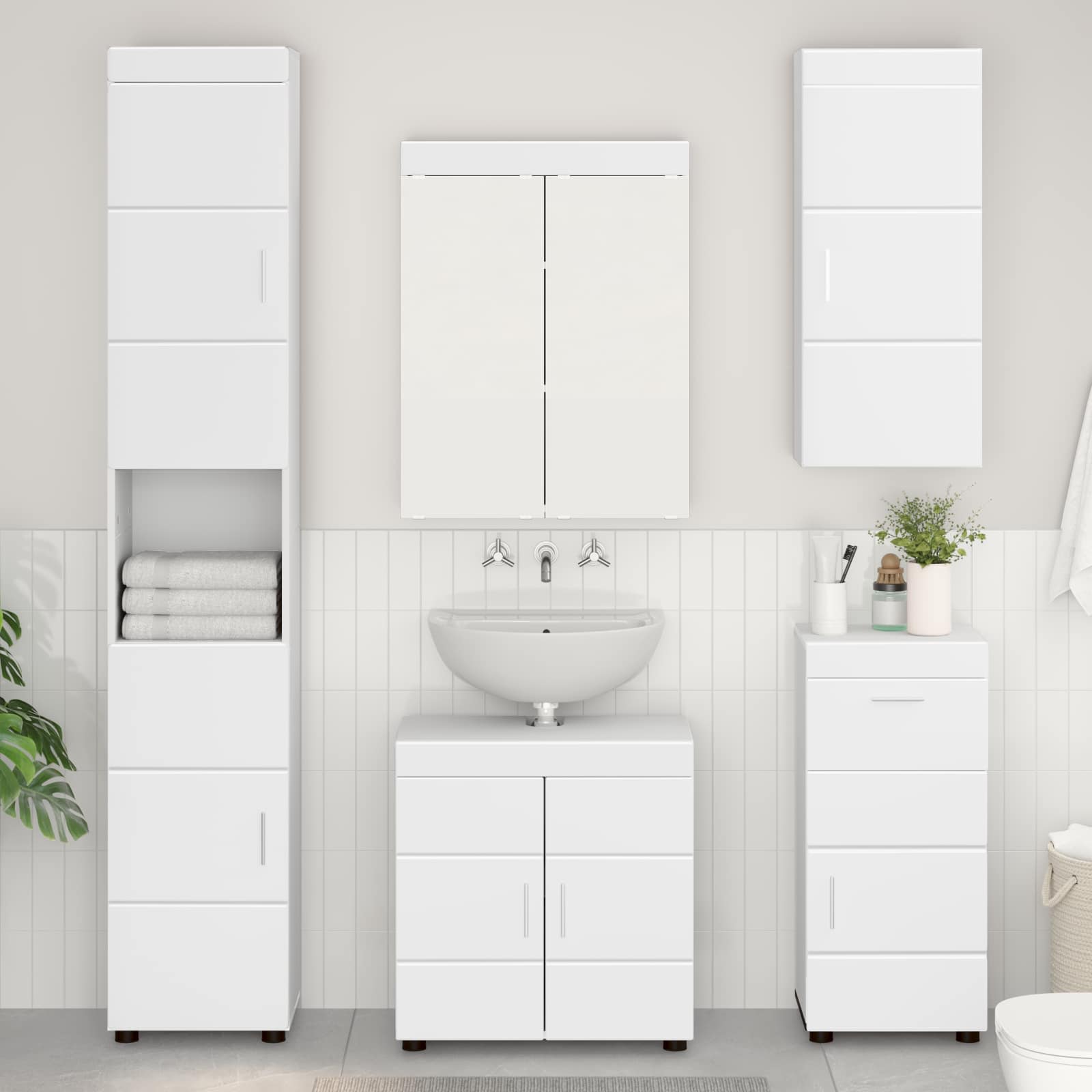 Badezimmer-Wandschrank TULUM Weiß 37 x 24,5 x 86 cm