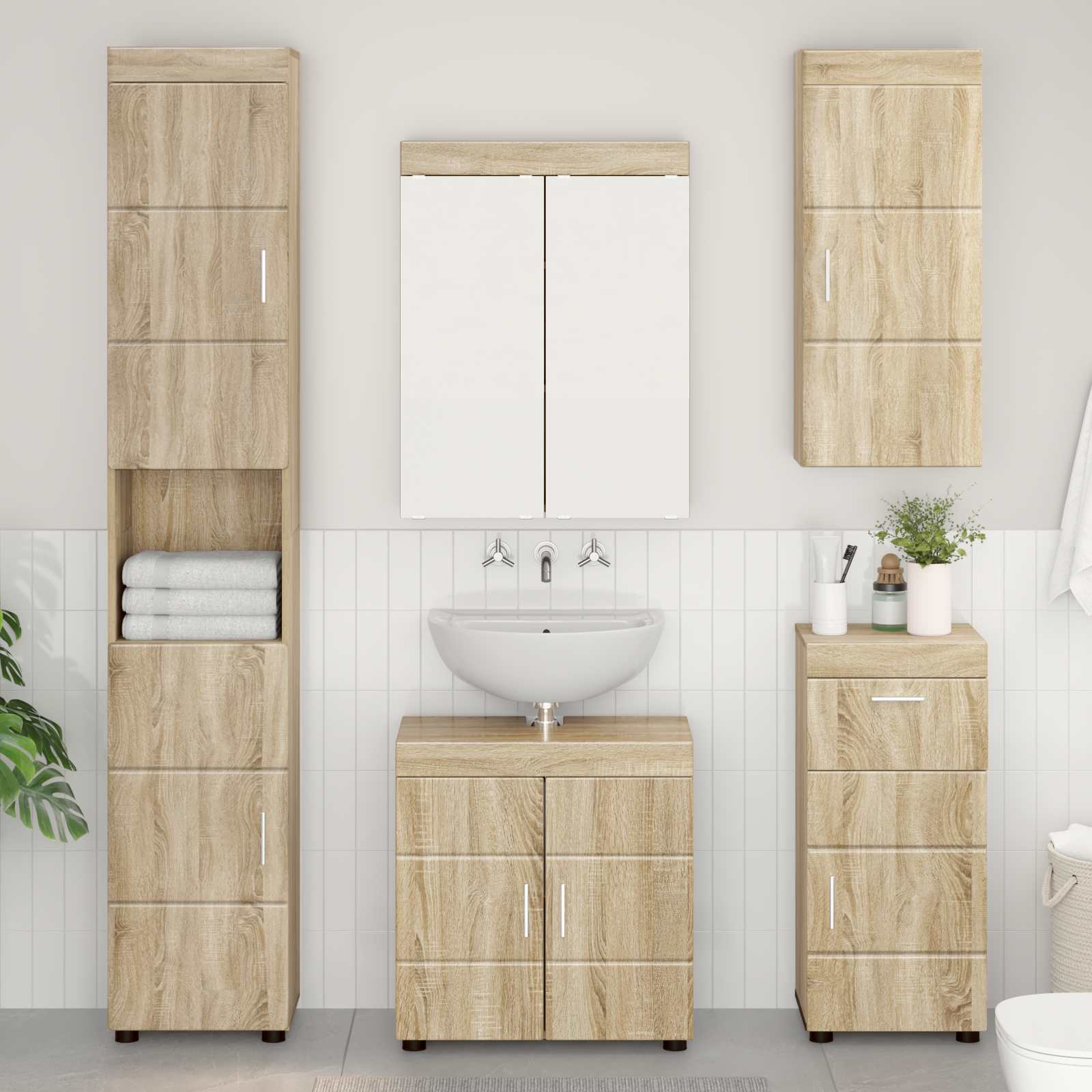 Badezimmer-Wandschrank TULUM Sonoma-Eiche 37 x 24,5 x 86 cm