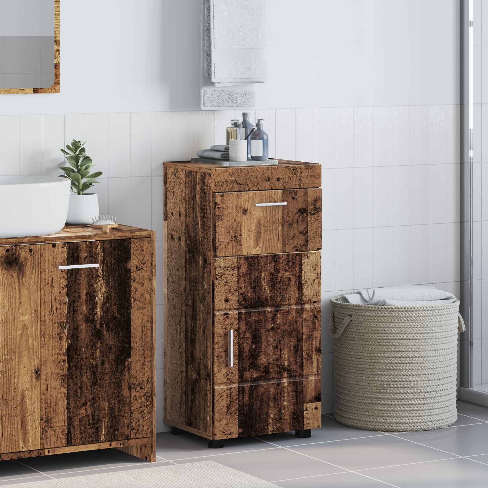 Badezimmerschrank-Set TULUM Altholz 37 x 31,5 x 82 cm