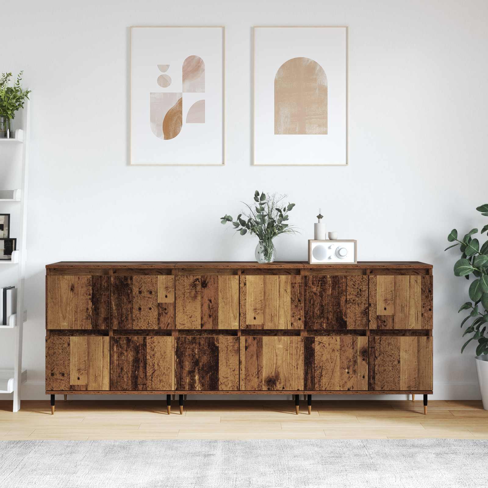 Aufbewahrungsschrank 3 stk. Altholz 60 x 35 x 70 cm