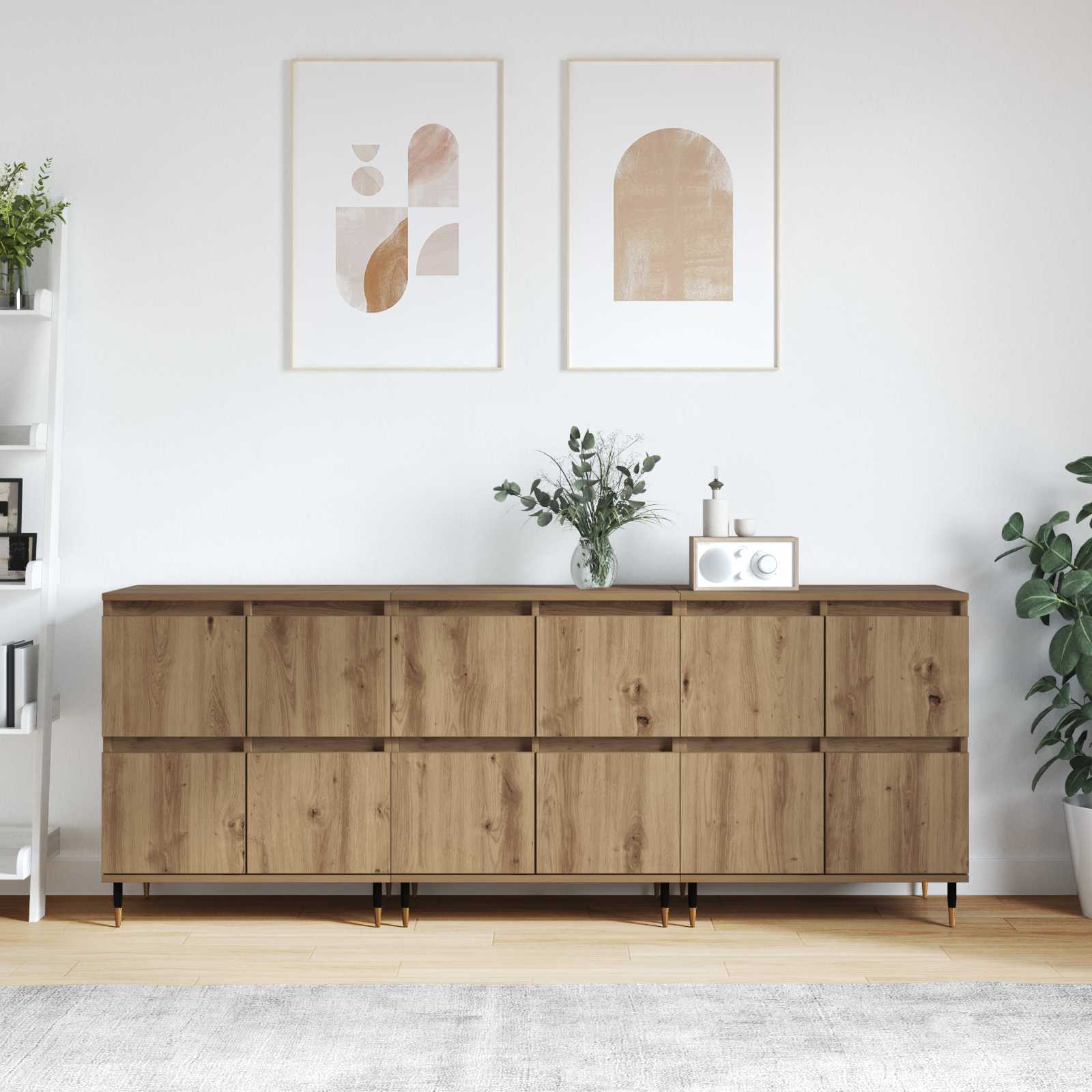 Aufbewahrungsschrank 3 stk. Artisan-Eiche 60 x 35 x 70 cm