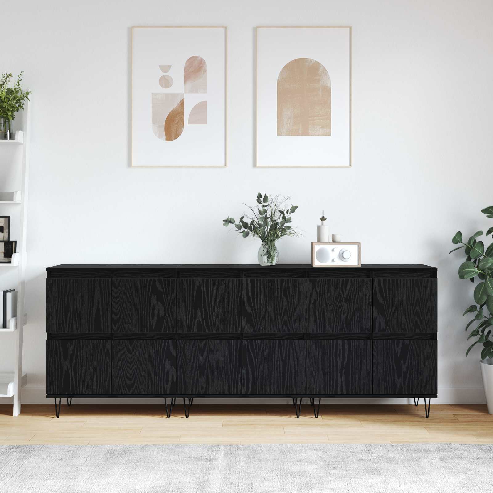 Sideboards 3 stk. Schwarz Eichen-Optik