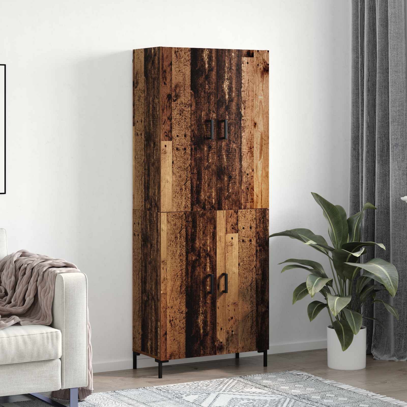 Highboard Altholz 69,5 x 34 x 180 cm Holzwerkstoff