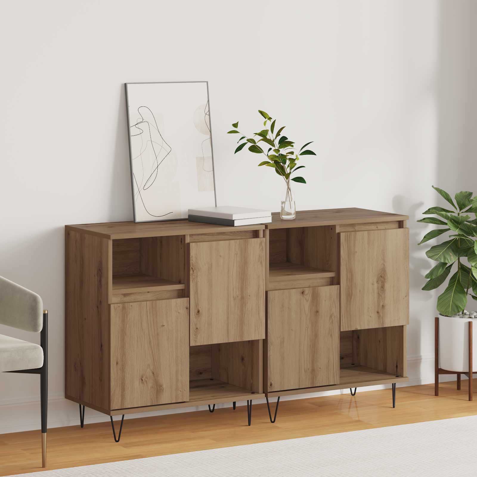 Sideboard 2 stk. Artisan-Eiche 60 x 35 x 70 cm