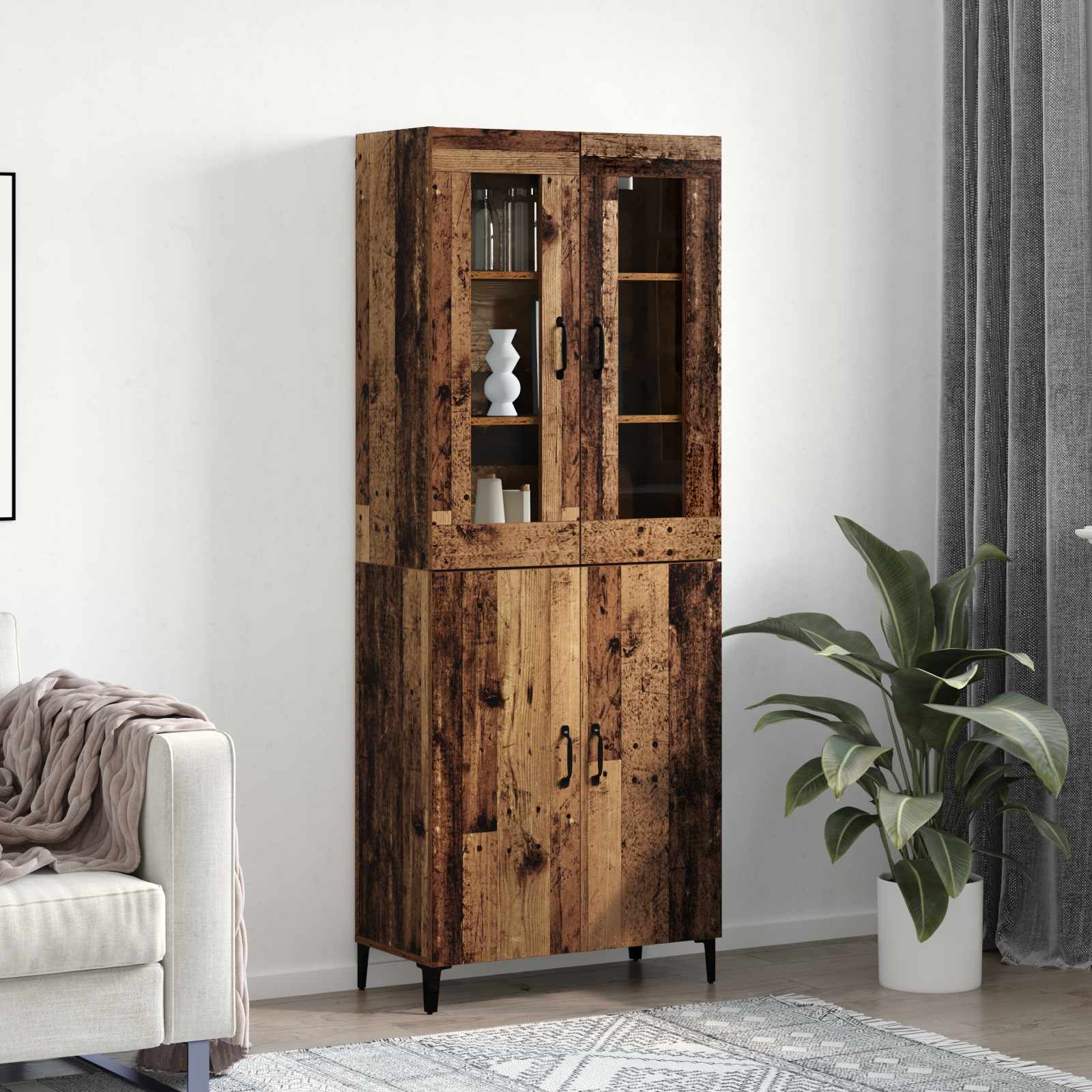 Highboard 2 stk. Altholz 69,5 x 34 x 180 cm Holzwerkstoff