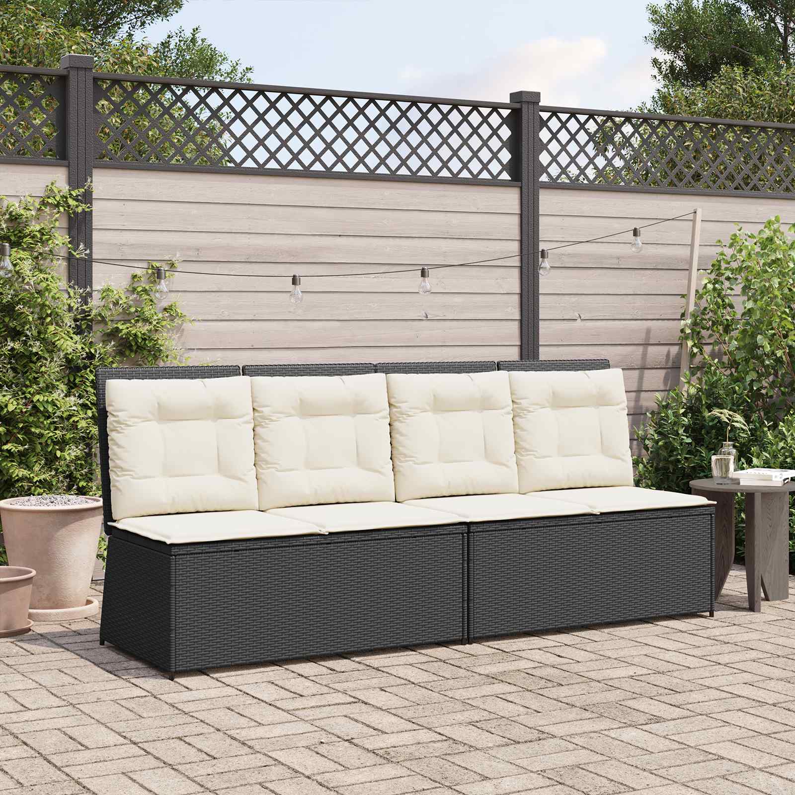 Gartenbank Schwarz Poly-Rattan