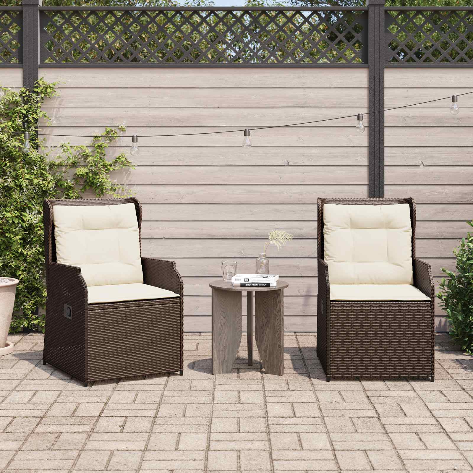 Gartenbank 2 stk. Braun Poly-Rattan