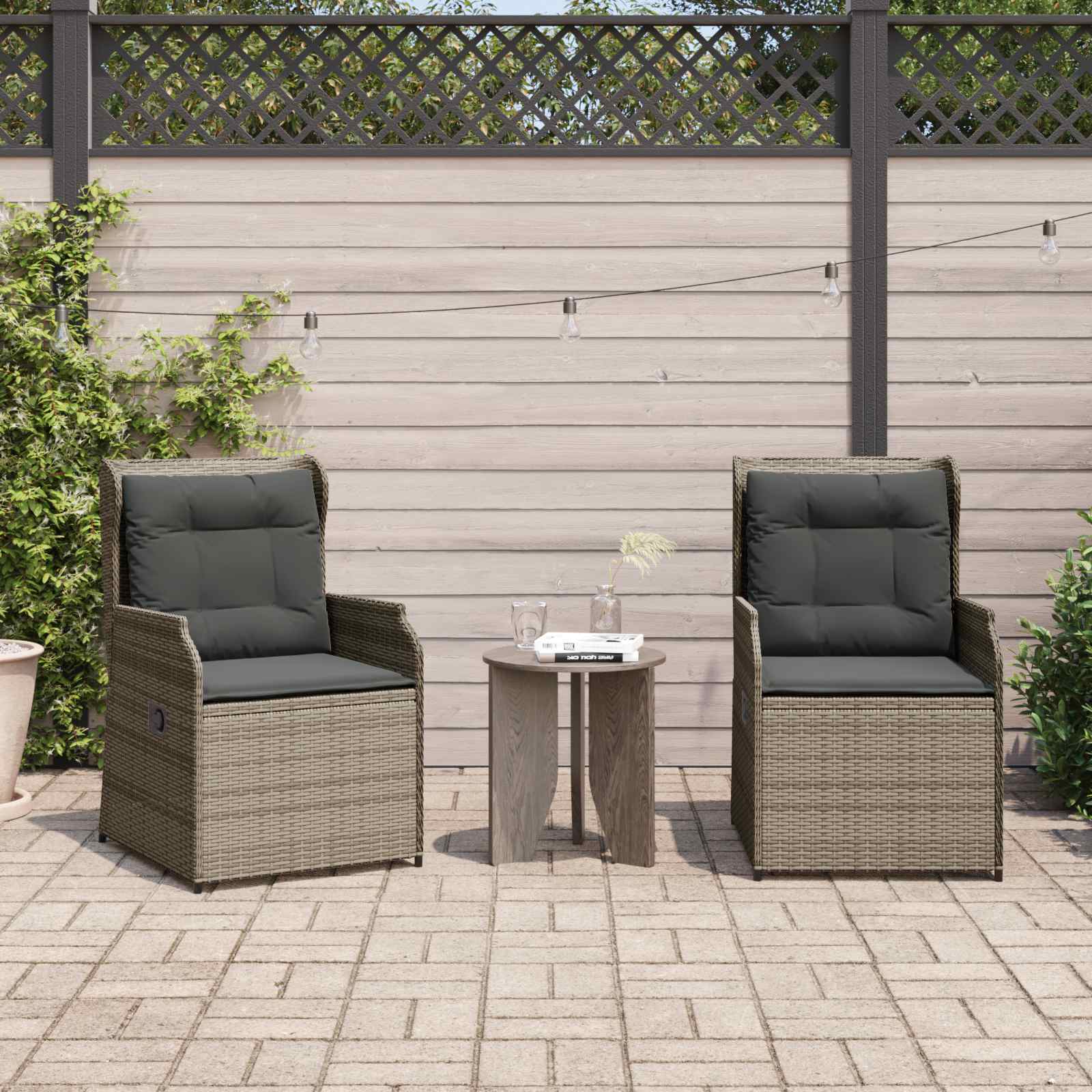 Gartenbank 2 stk. Grau Poly-Rattan