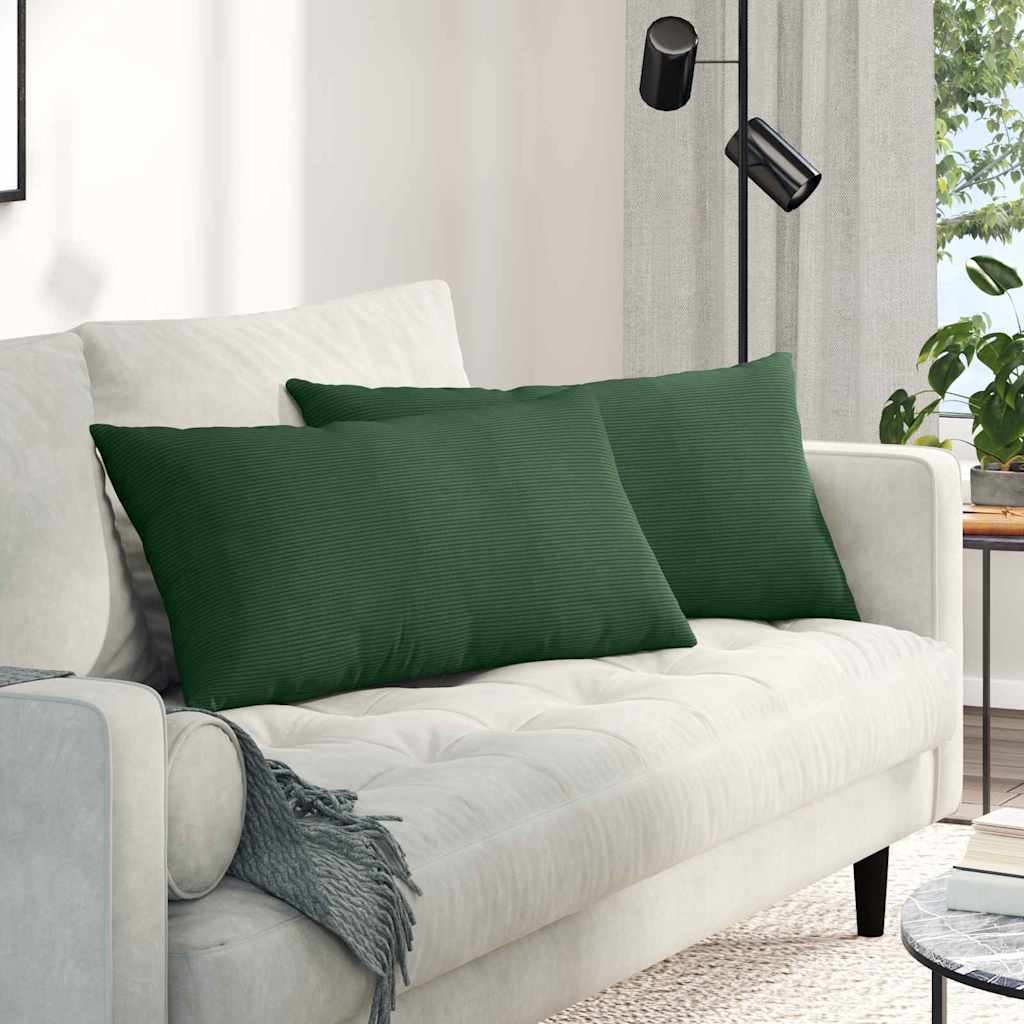 Sofakissen 2 pcs Dunkelgrün 80 x 40 cm Cordstoff