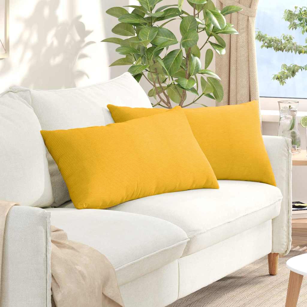Sofakissen 2 pcs Helles Gelb 80 x 40 cm Cordstoff
