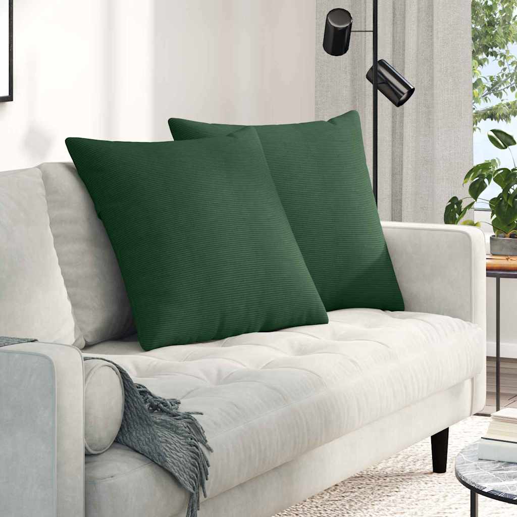 Sofakissen 2 stk. Cordstoff Dunkelgrün 60 x 60 cm