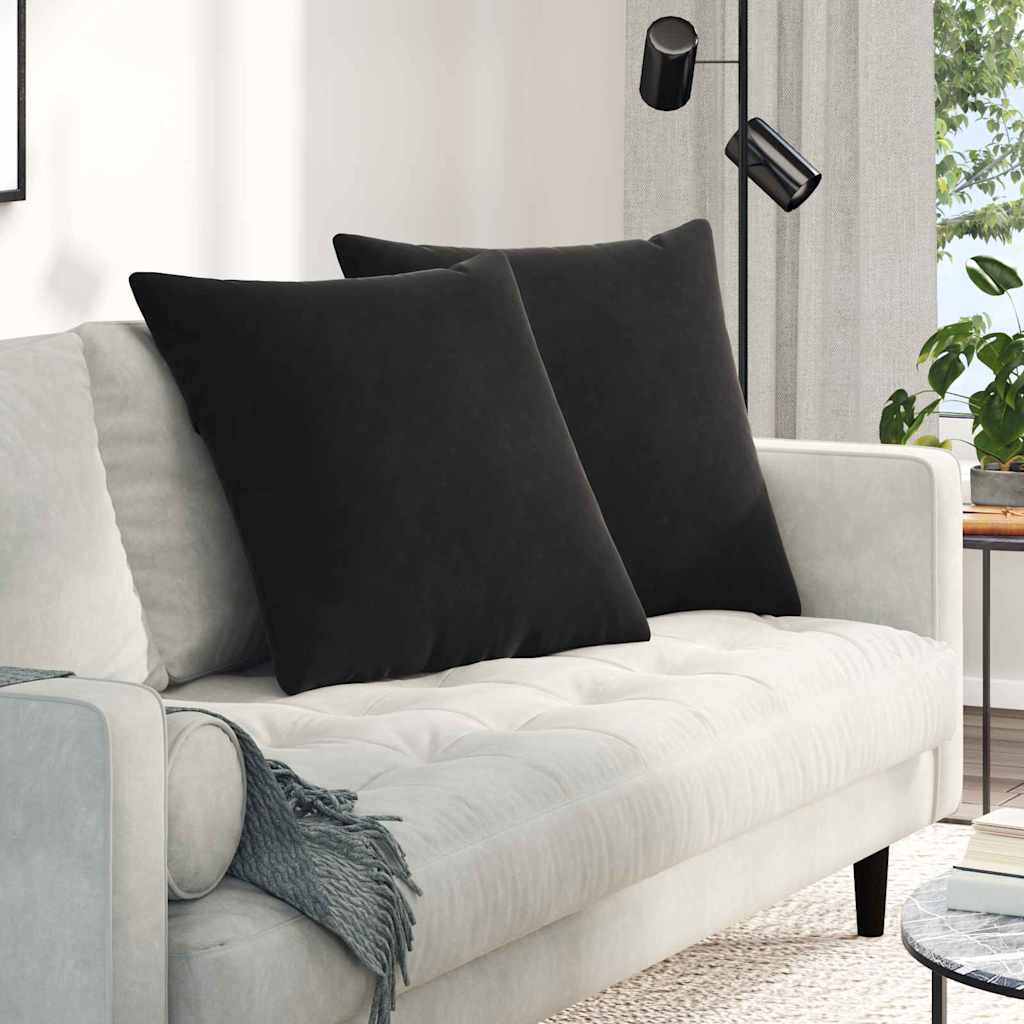 Sofakissen 2 pcs Schwarz 80 x 80 cm Cordstoff