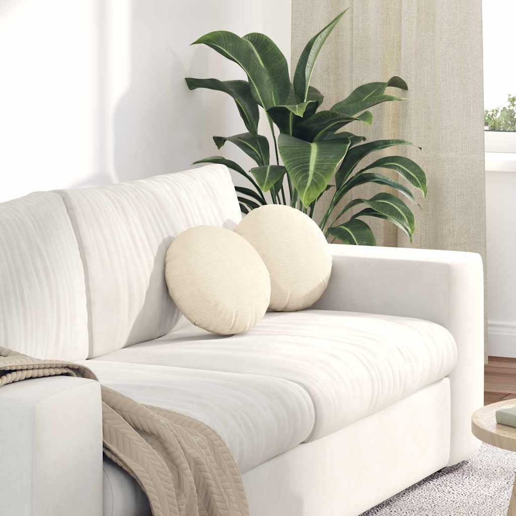 Sitzkissen 2 stk. Cordstoff Creme Ø30 x 13 cm