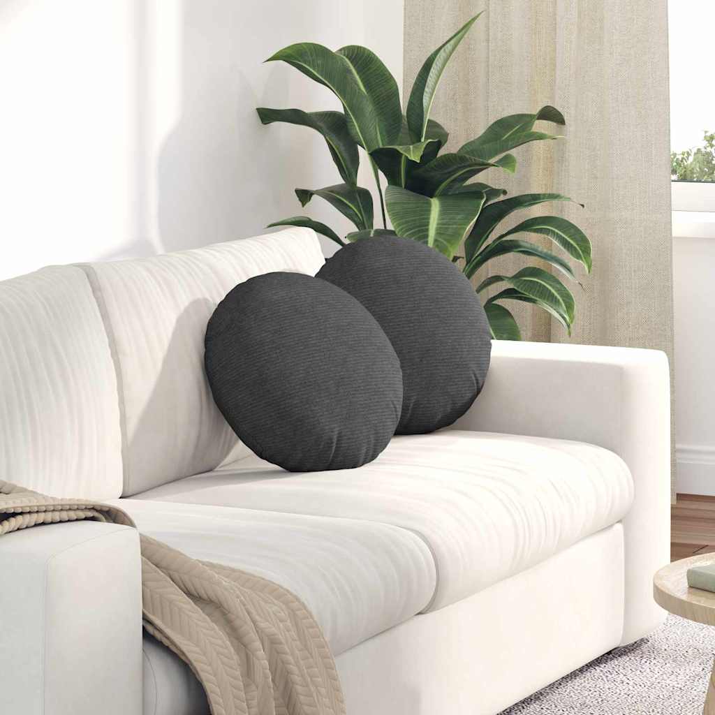 Sitzkissen 2 stk. Cordstoff Dunkelgrau Ø 40 cm