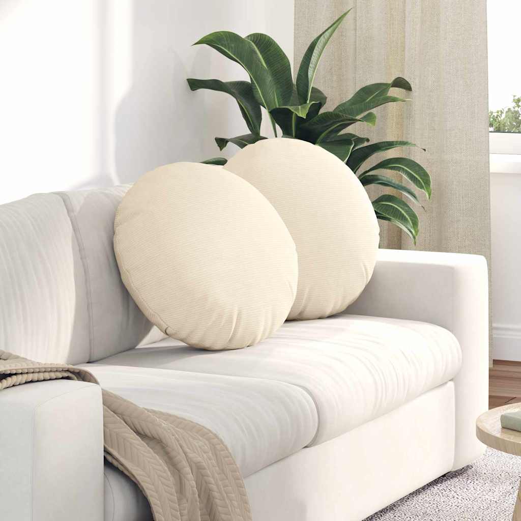 Sitzkissen 2 stk. Cordstoff Creme Ø50 x 19 cm