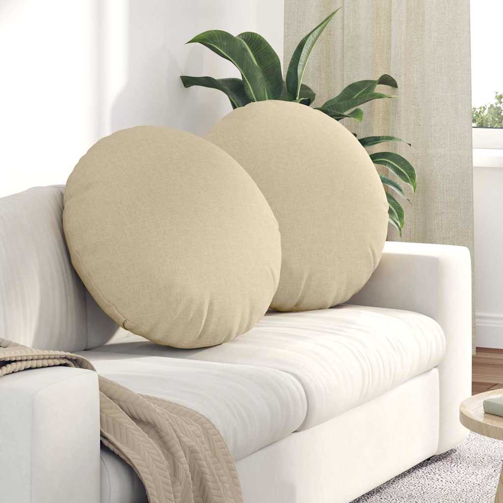 Sitzkissen 2 stk. Stoff Creme Ø60 x 21 cm