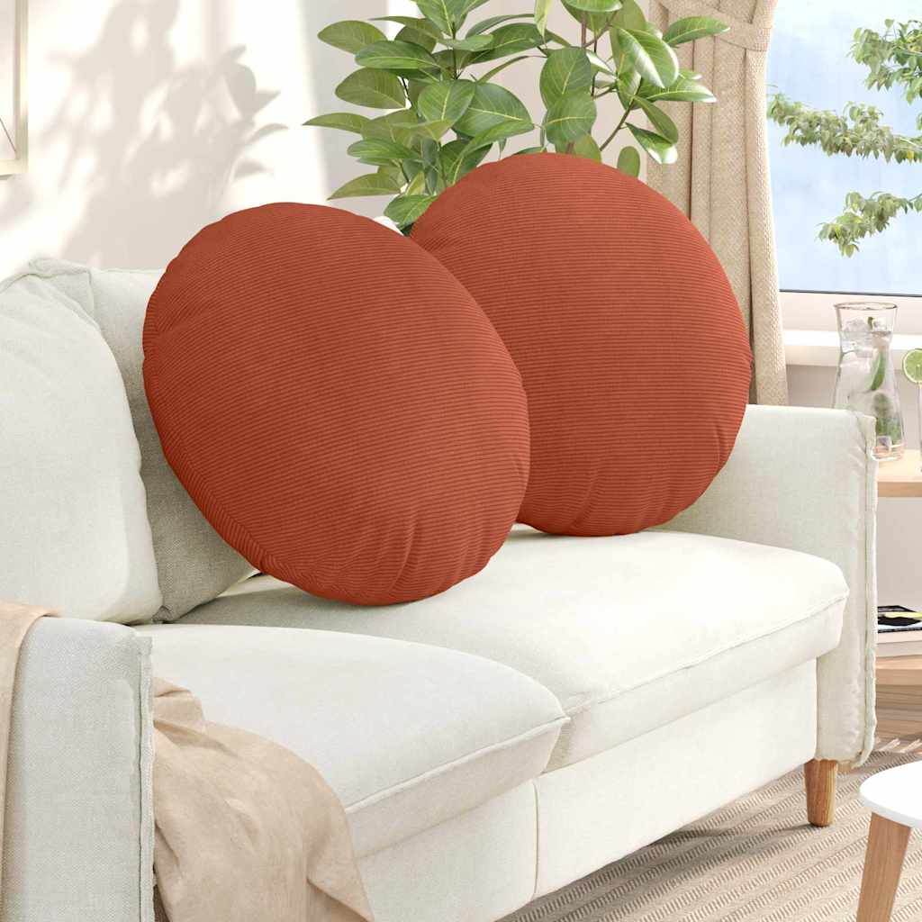 Sitzkissen 2 stk. Cordstoff Rot-Orange Ø 80 cm