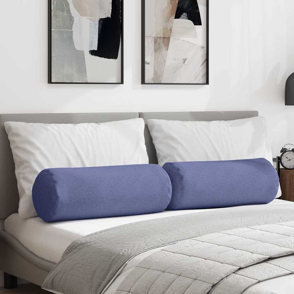 Bolsterkissen 2 stk. Stoff Jeans blau Ø 25 x 70 cm