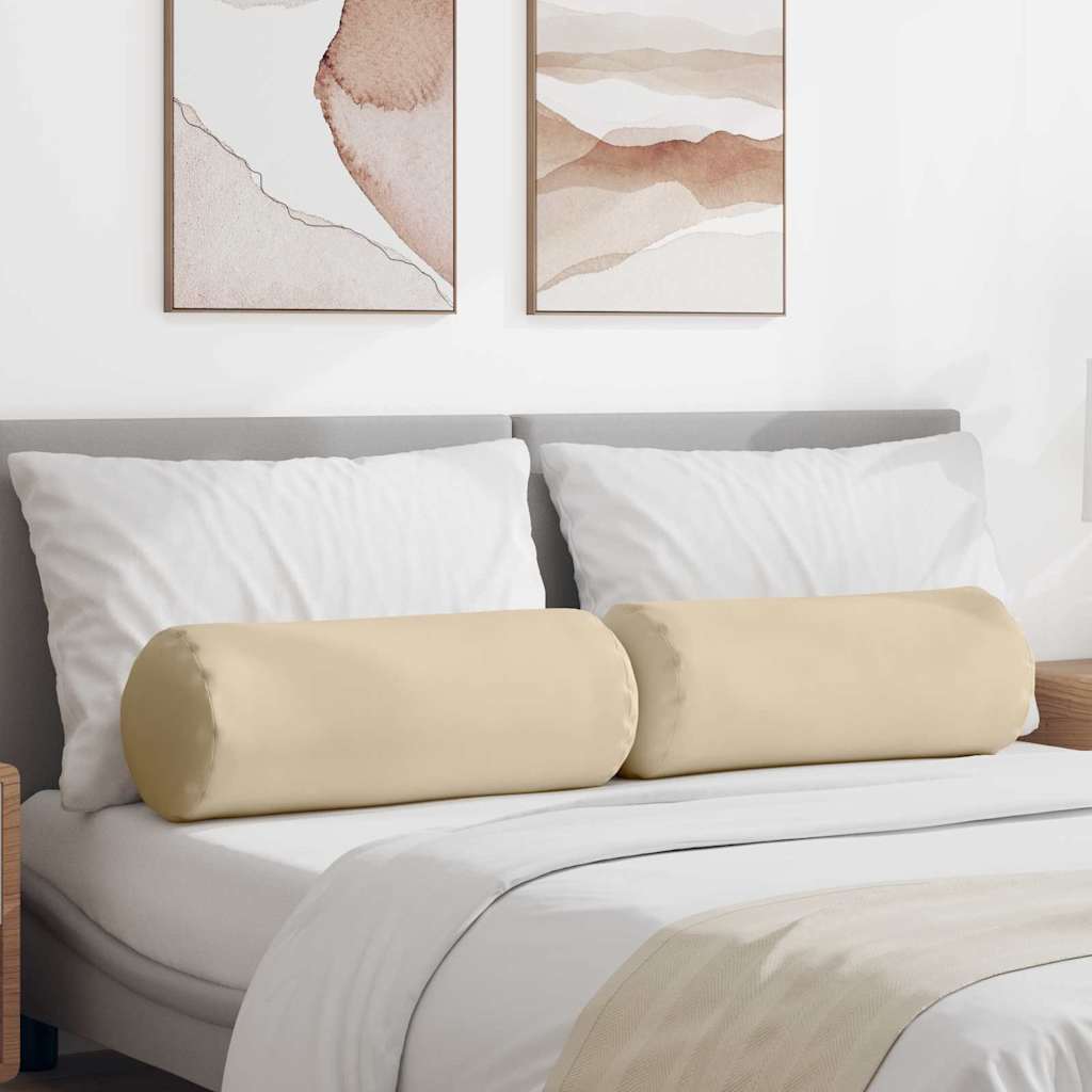 Bolsterkissen 2 pcs Creme Ø 25 x 70 cm Mikrofaserstoff