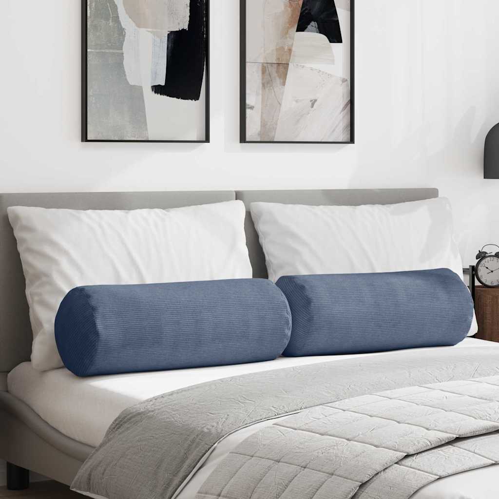 Bolsterkissen 2 pcs Blau Ø 25 x 70 cm Cordstoff