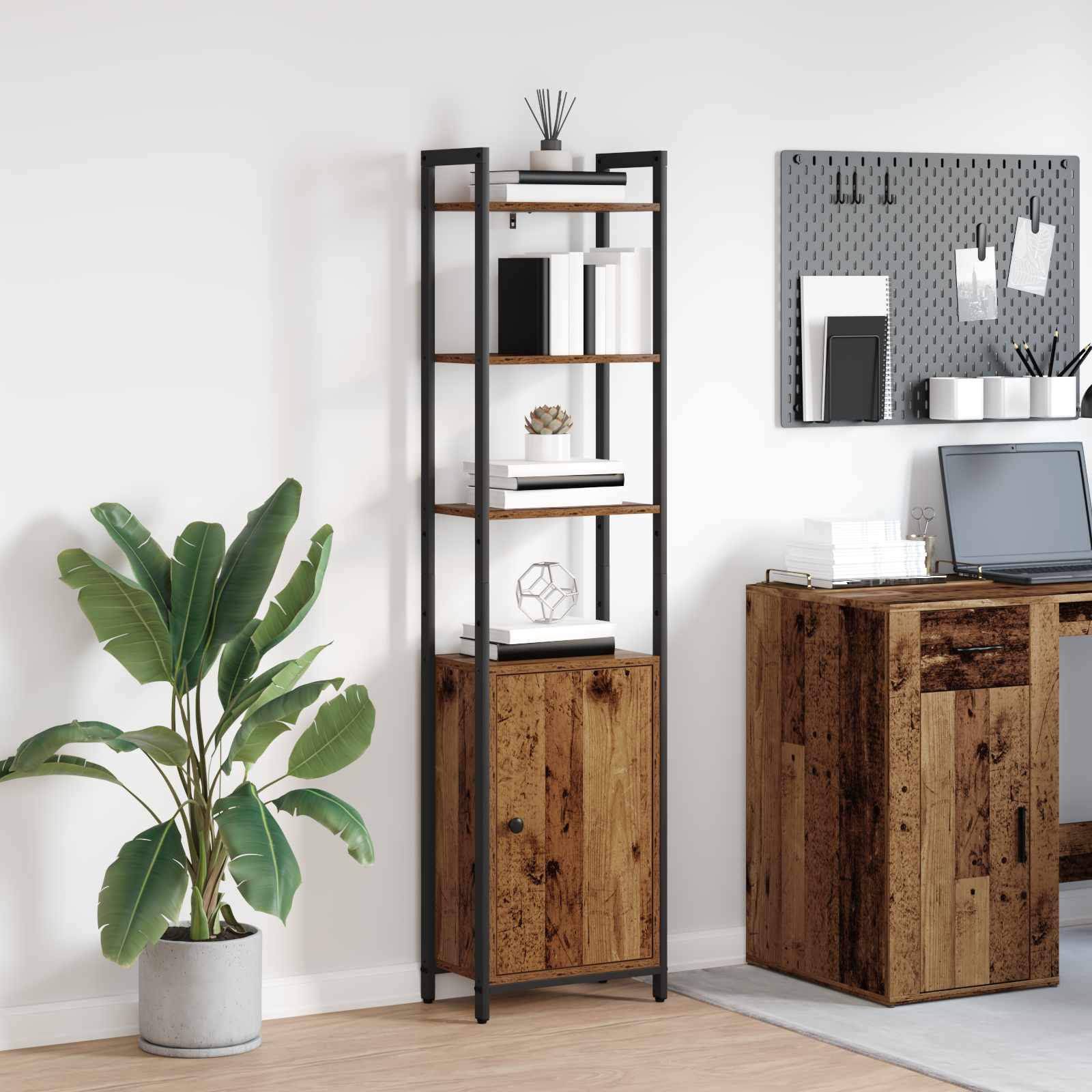 Bücherregal 6 Ebenen 40 x 24 x 161 cm Holzwerkstoff Altholz