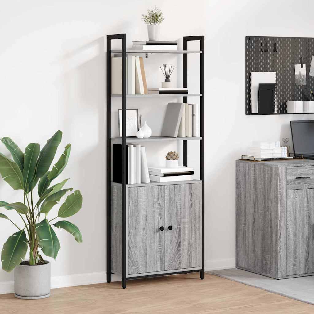 Bücherregal 6 Ebenen 60 x 24 x 161 cm Holzwerkstoff Sonoma-Grau