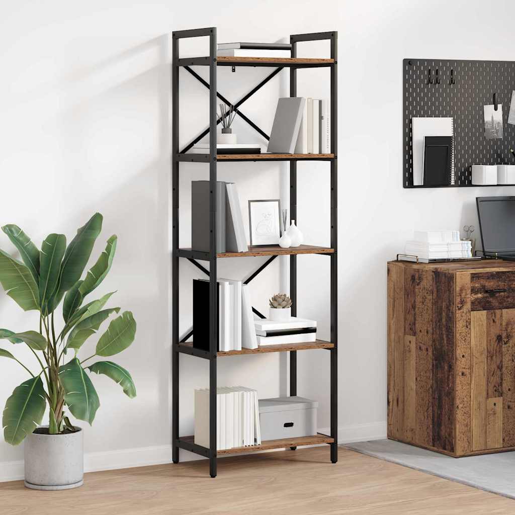 Bücherregal 5 Ebenen 56 x 34 x 171 cm Holzwerkstoff Altholz