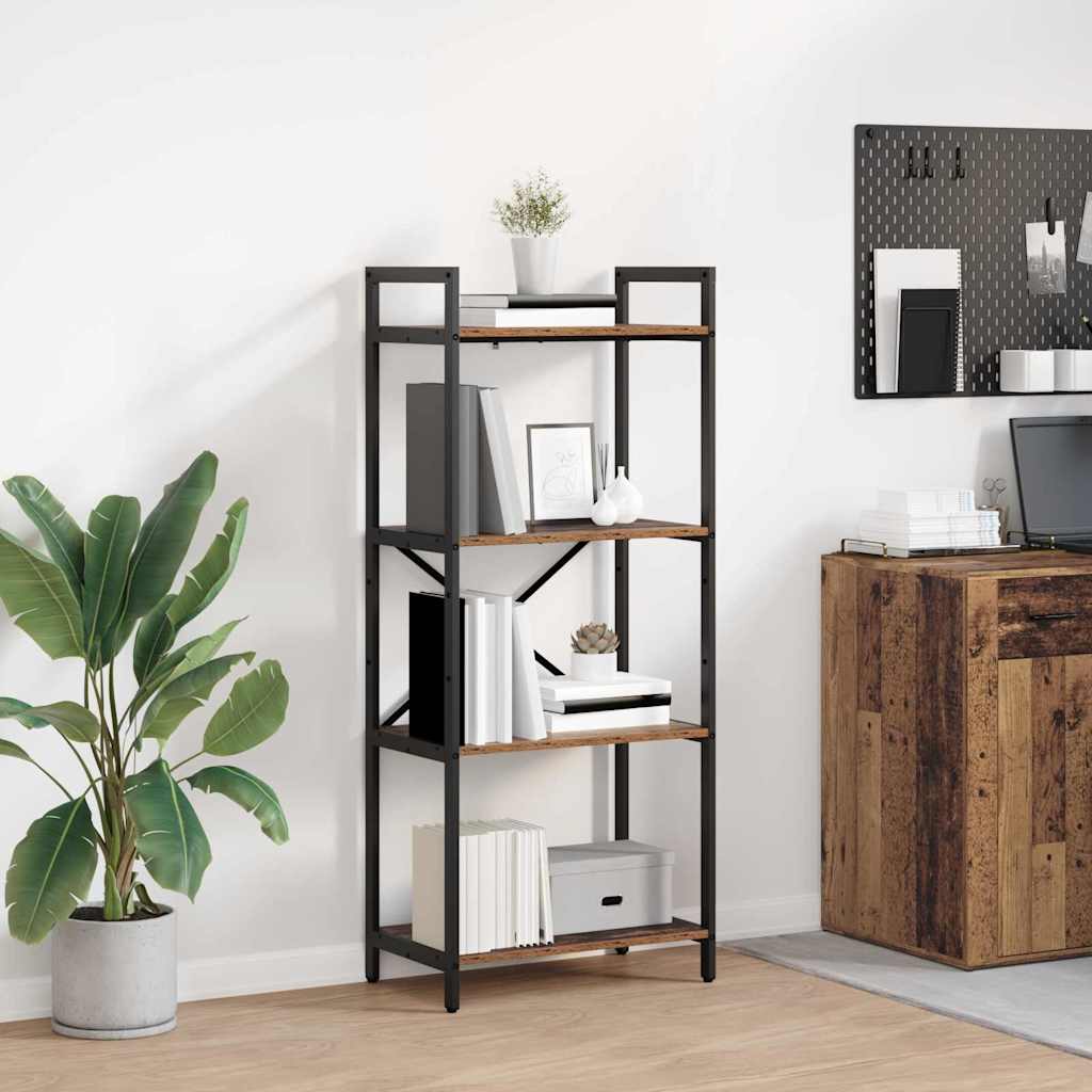 Bücherregal 4 Ebenen 56 x 34 x 133,5 cm Holzwerkstoff Altholz