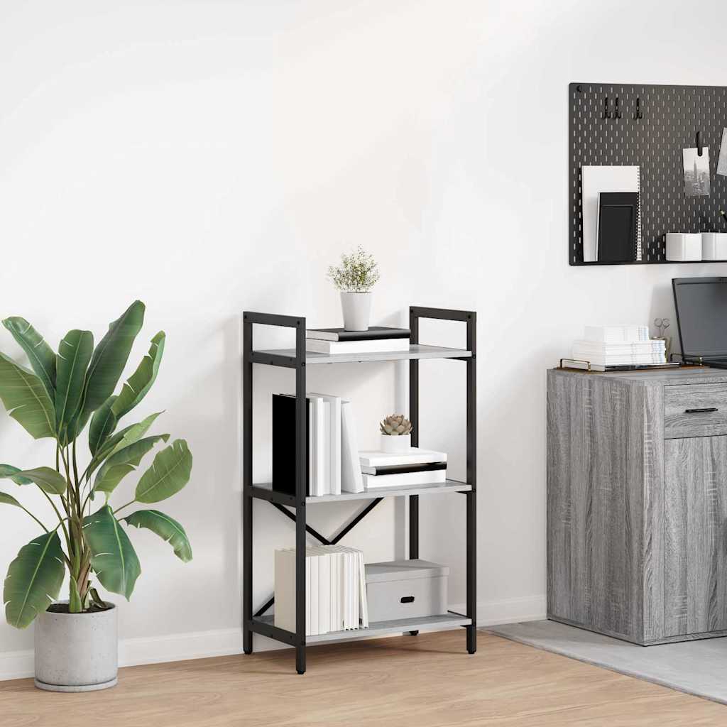 Bücherregal 3 Ebenen 56 x 34 x 96 cm Holzwerkstoff Sonoma-Grau