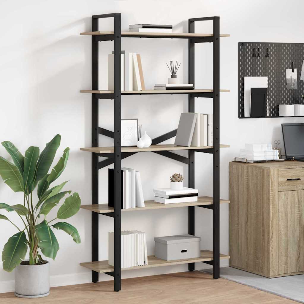 Bücherregal 5 Ebenen 100 x 33,5 x 178 cm Holzwerkstoff