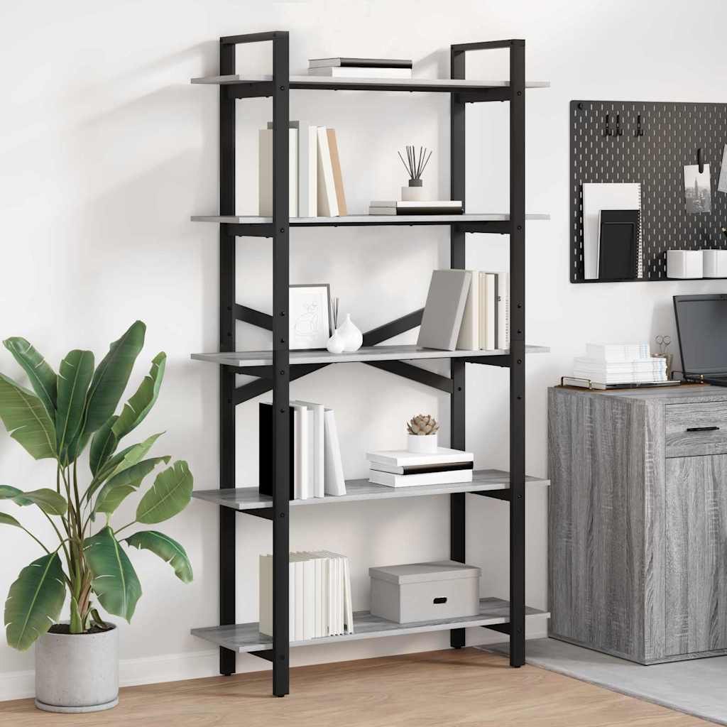 Bücherregal 5 Ebenen 100 x 33,5 x 178 cm Holzwerkstoff