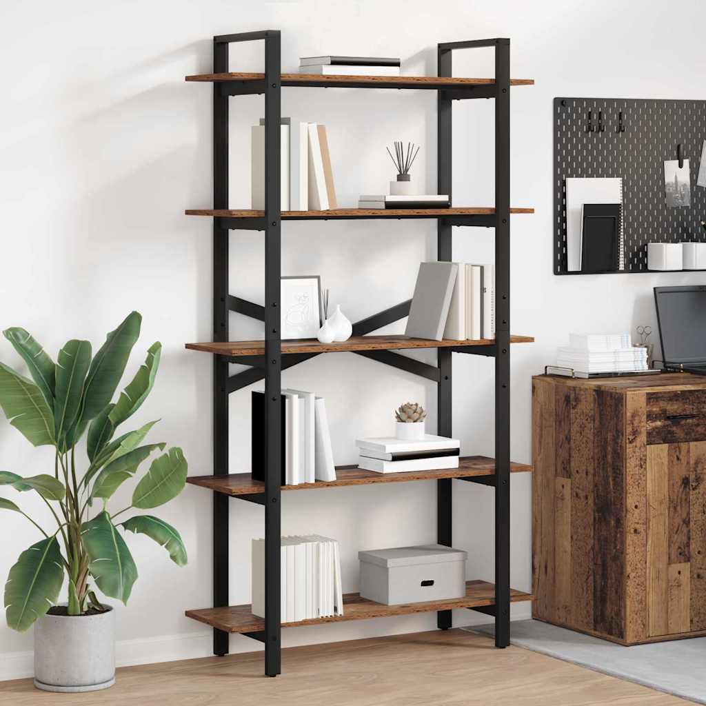 Bücherregal 5 Ebenen 100 x 33,5 x 178 cm Holzwerkstoff Altholz