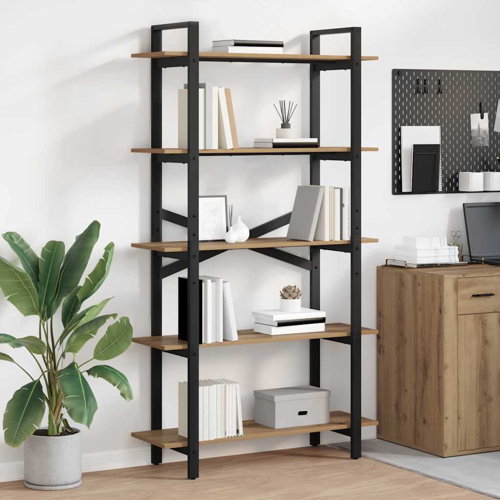 Bücherregal 5 Ebenen 100 x 33,5 x 178 cm Holzwerkstoff