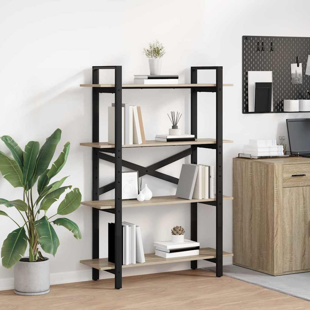Bücherregal 4 Ebenen 100 x 33,5 x 140 cm Holzwerkstoff