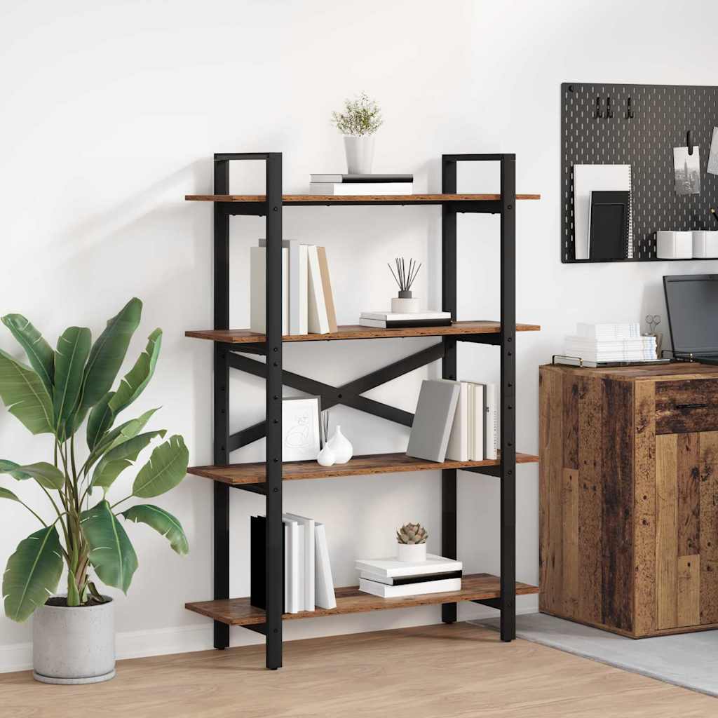 Bücherregal 4 Ebenen 100 x 33,5 x 140 cm Holzwerkstoff Altholz