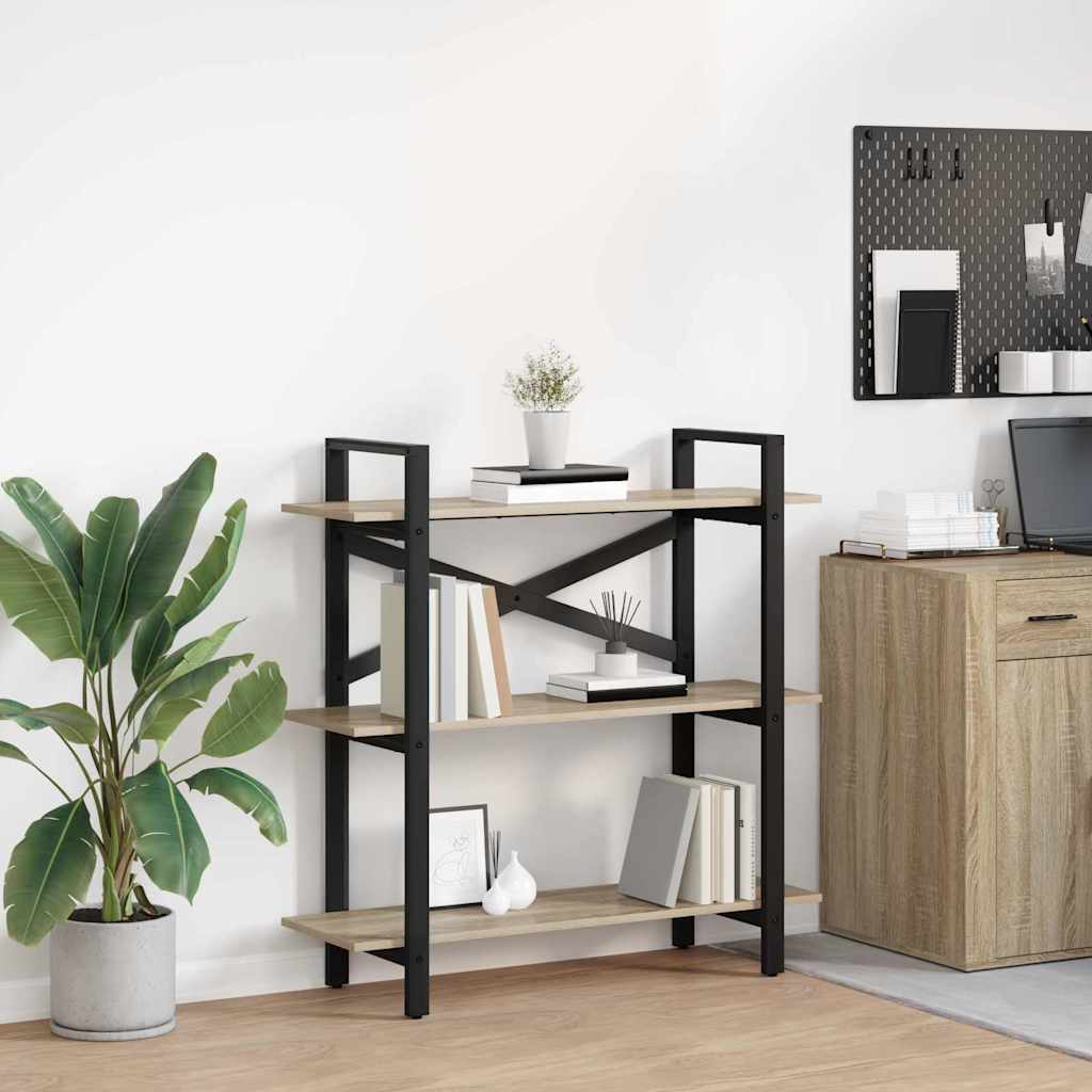 Bücherregal 3 Ebenen 100 x 33,5 x 102 cm Holzwerkstoff