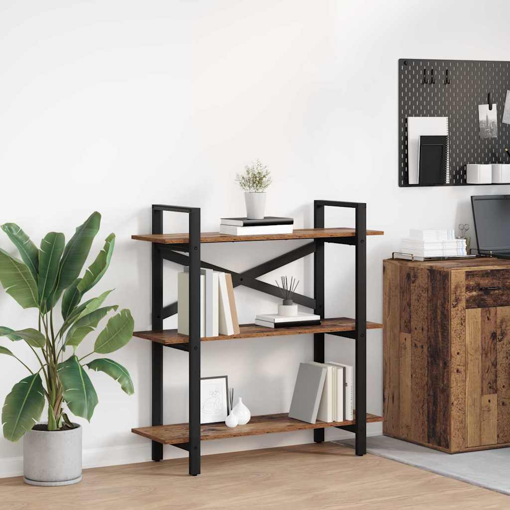 Bücherregal 3 Ebenen 100 x 33,5 x 102 cm Holzwerkstoff Altholz