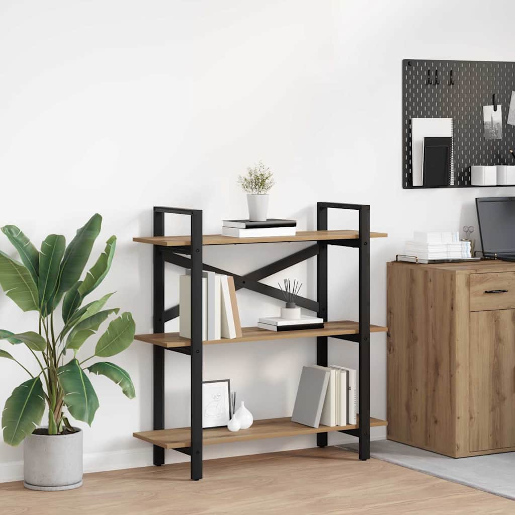 Bücherregal 3 Ebenen 100 x 33,5 x 102 cm Holzwerkstoff
