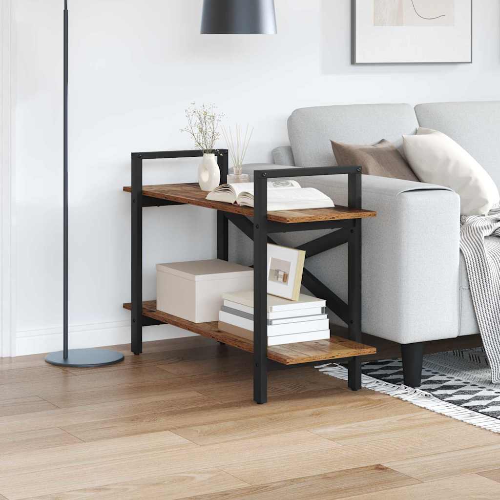 Bücherregal 2 Ebenen 100 x 33,5 x 64 cm Holzwerkstoff Altholz