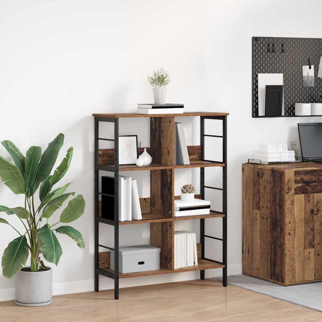 Bücherregal 6 Ebenen 82 x 32 x 112 cm Holzwerkstoff Altholz