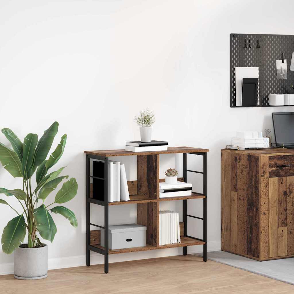 Bücherregal 4 Ebenen 82 x 32 x 79 cm Holzwerkstoff Altholz